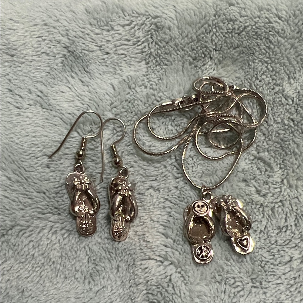 Silver Flip Flop Jewelry Set